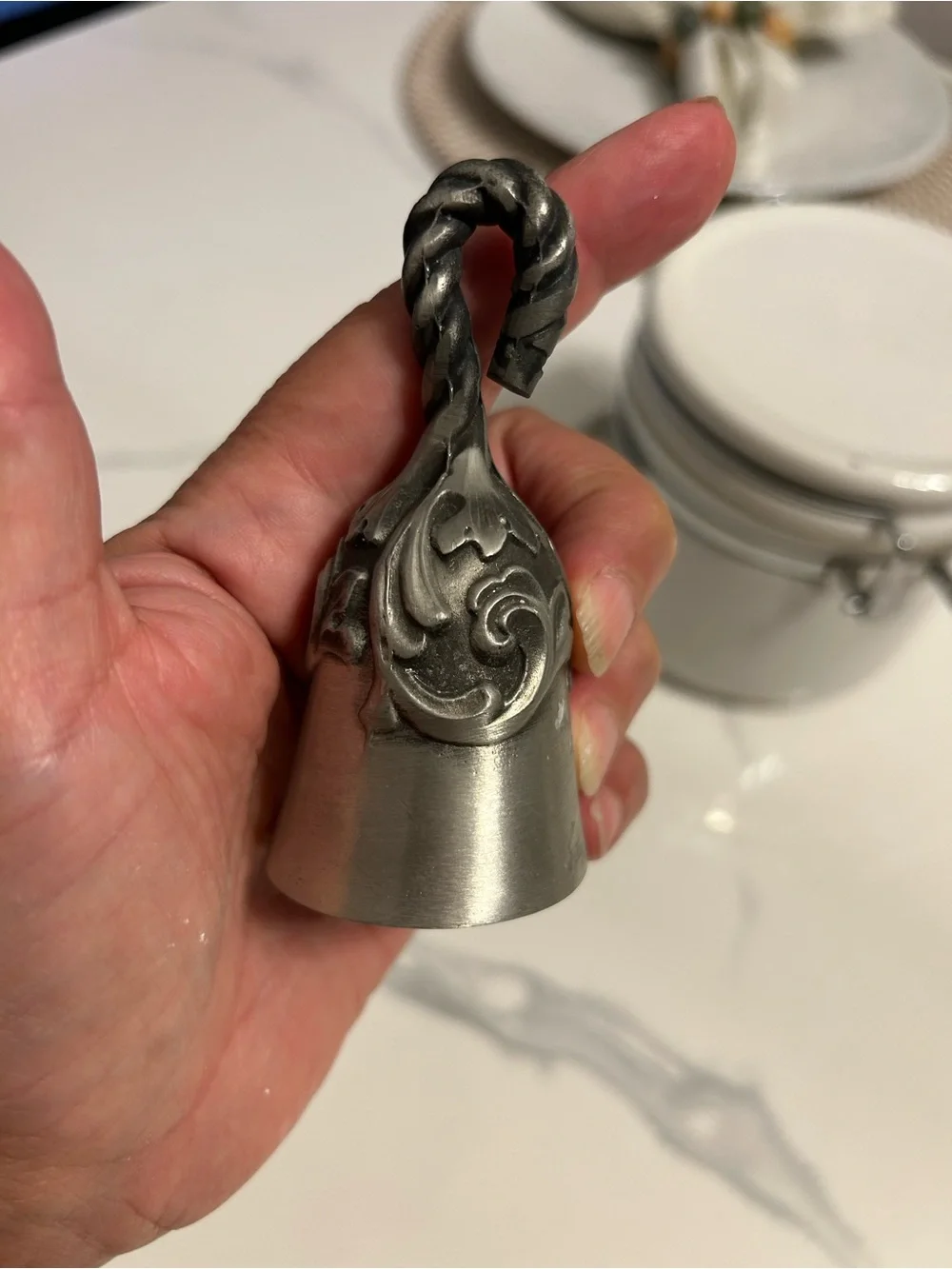 Vintage Antique Pewter Bell 4”
